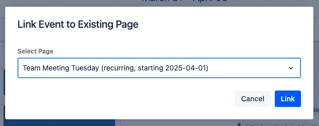 meetical-link-calendar-events-to-an-existing-confluence-page-screenshot-link-multiple-meeting-series-to-t.webp