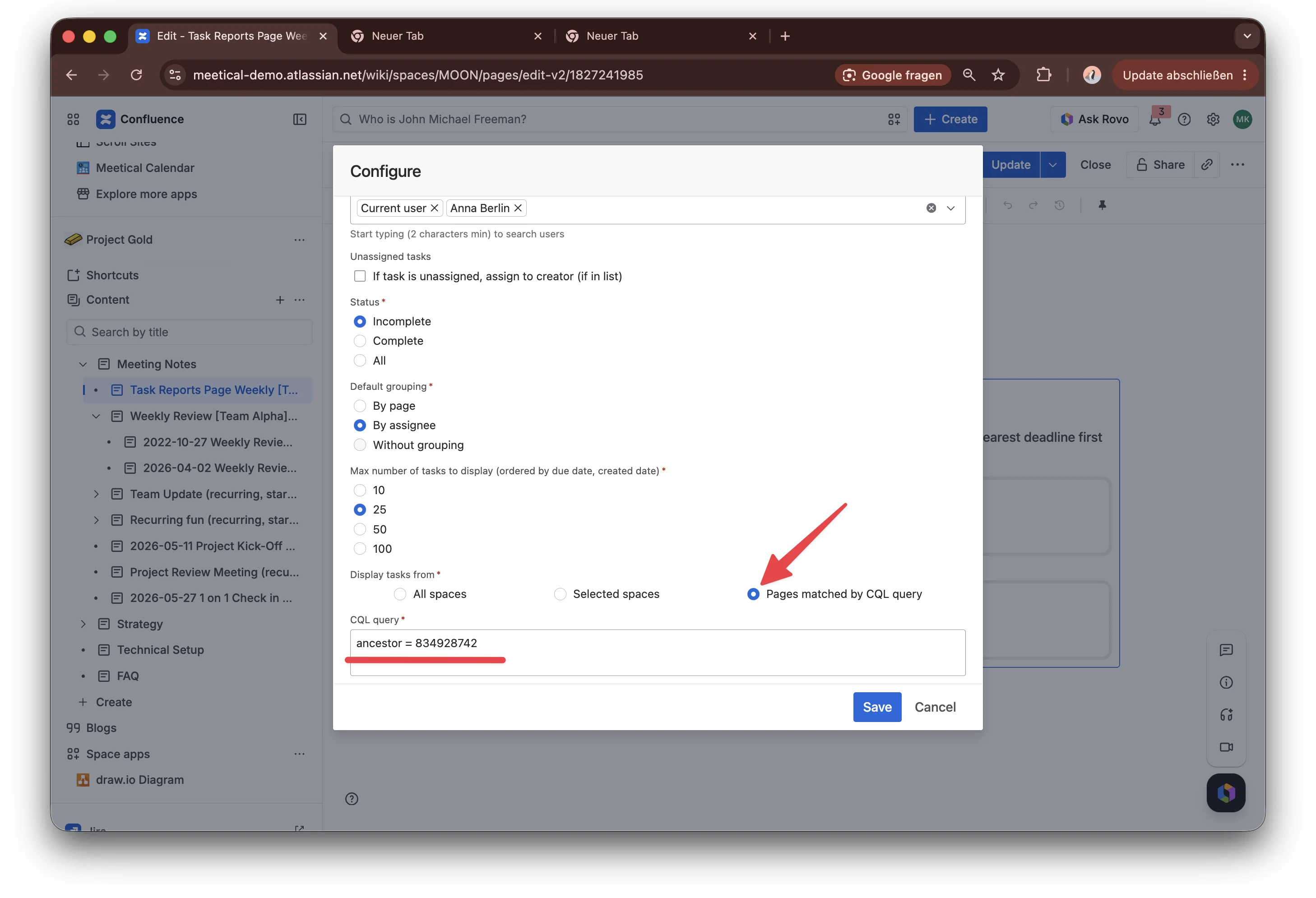 meetical-task-reports-for-confluence-screenshot-step-3-configure-the-task-report-with-cql-search-11.webp