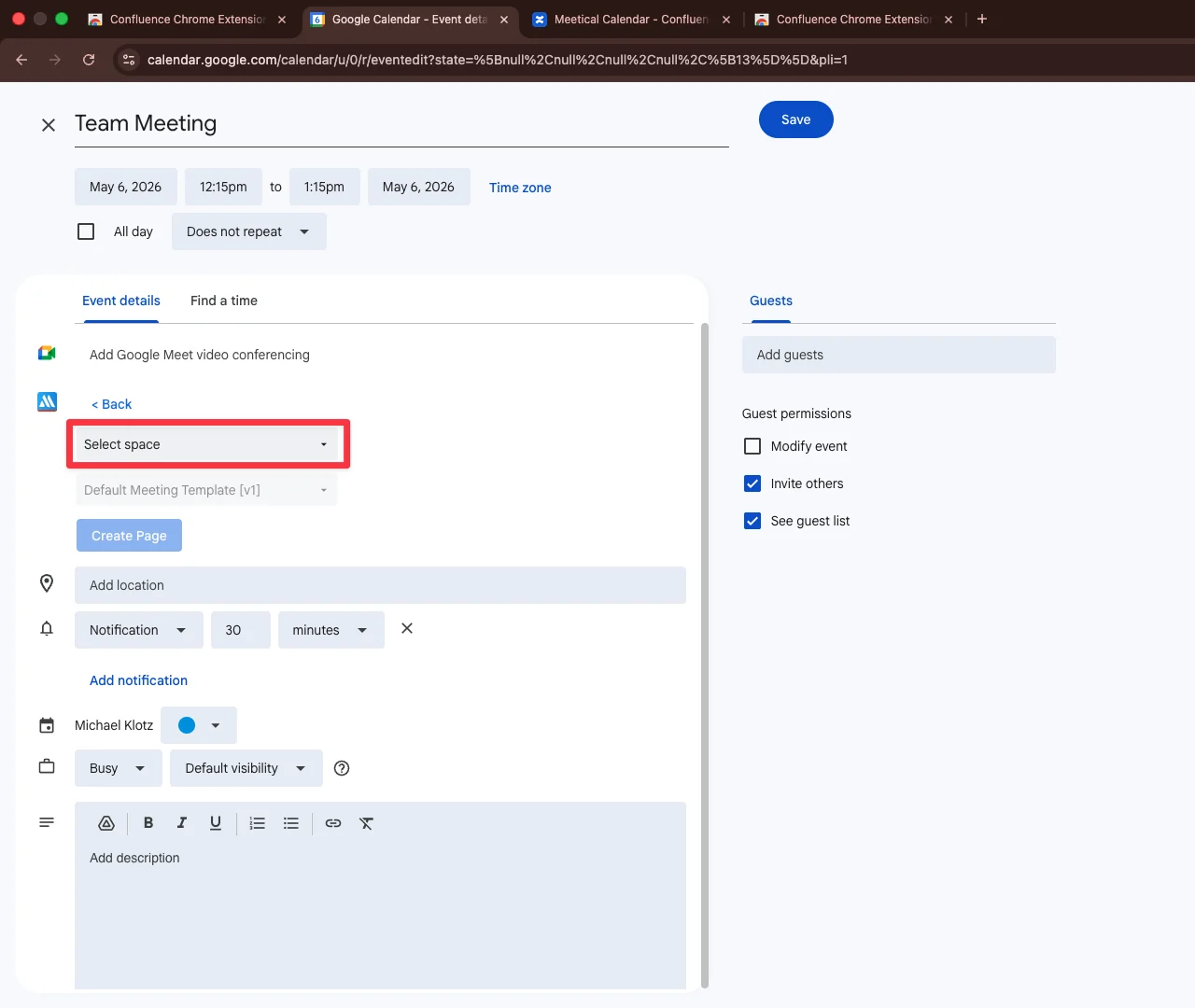 meetical-confluence-chrome-extension-screenshot-choose-where-the-page-should-be-created.webp
